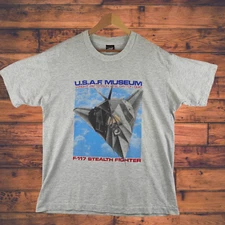 Vtg Screen Stars Best USAF Museum Patterson AFB T-Shirt Gray USA Sz XL