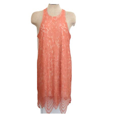 Express Scalloped Lace Sheath Lined Dress Pink Sleeveless Size Large NWOT -274