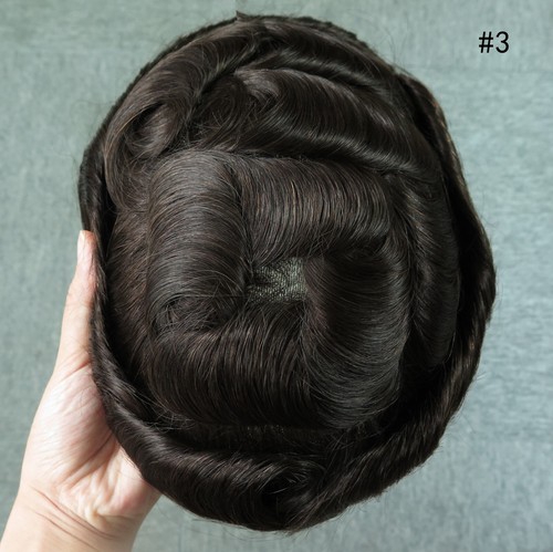 Thin Skin Mens Toupee Natural Human Hair Replacement System Human Hairpieces - Picture 16 of 42