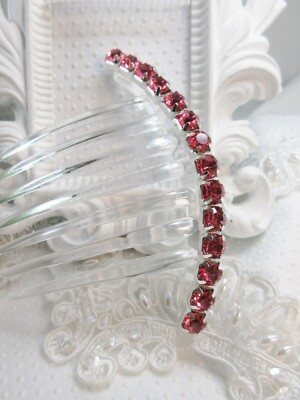 8 mm Rose Pink Austrian Crystal Silver Plated Settings French hair comb Wedding