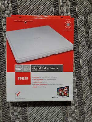 RCA ANT1400R Digital Flat Multi-Directional TV Antenna, White, New!