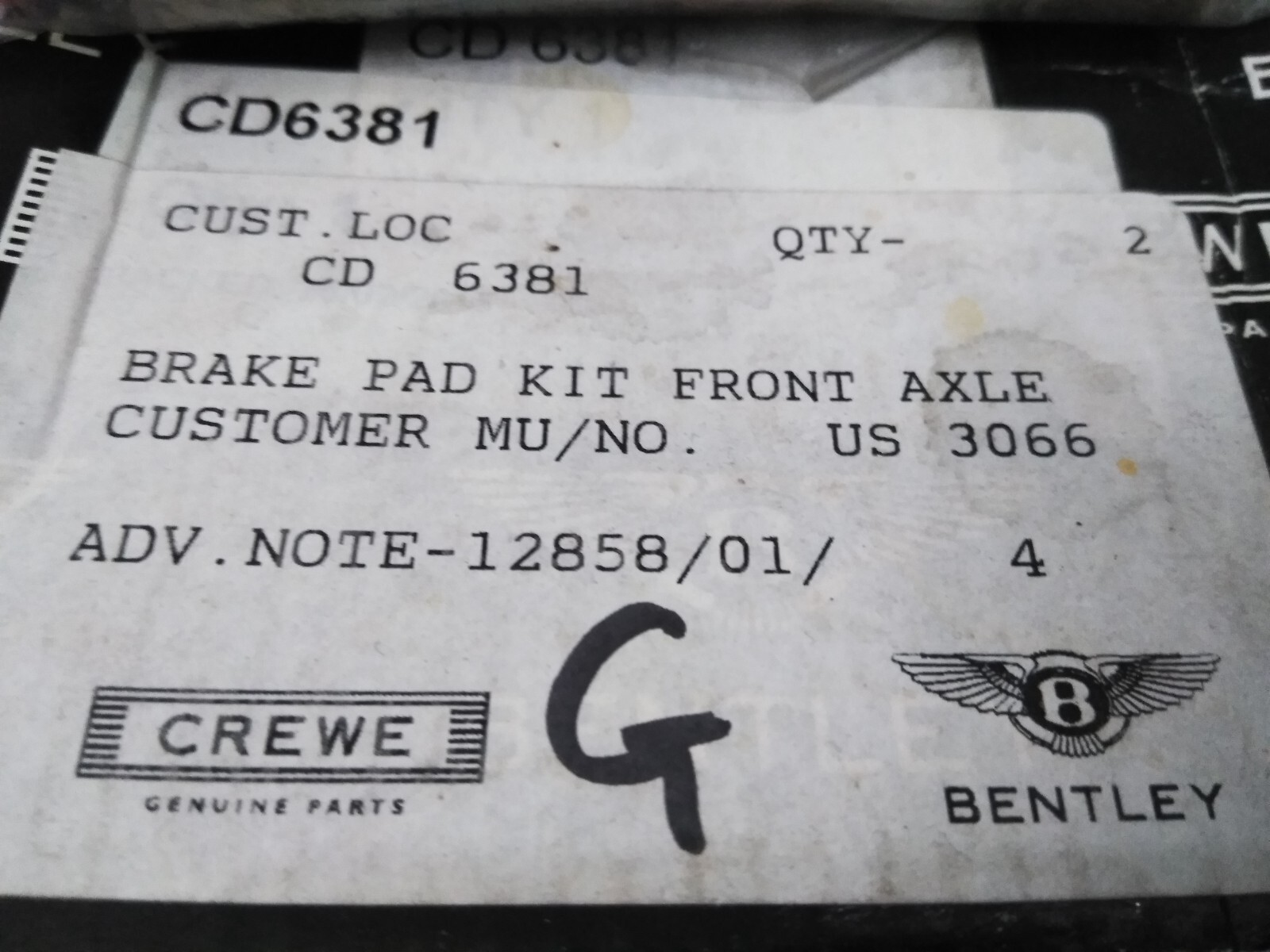 NOS Rolls-Royce Silver Shadow Spur Corniche 1973-86 Front Brake Pads CD6381  OEM