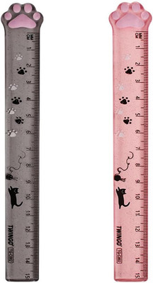 2 PCS Kunststoff Lineal, Messwerkzeug für Schule Büro Zuhause, Katzenkrallenline