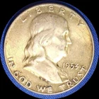 USA 1953-D Franklin half dollar old silver coin toned Unc #2311