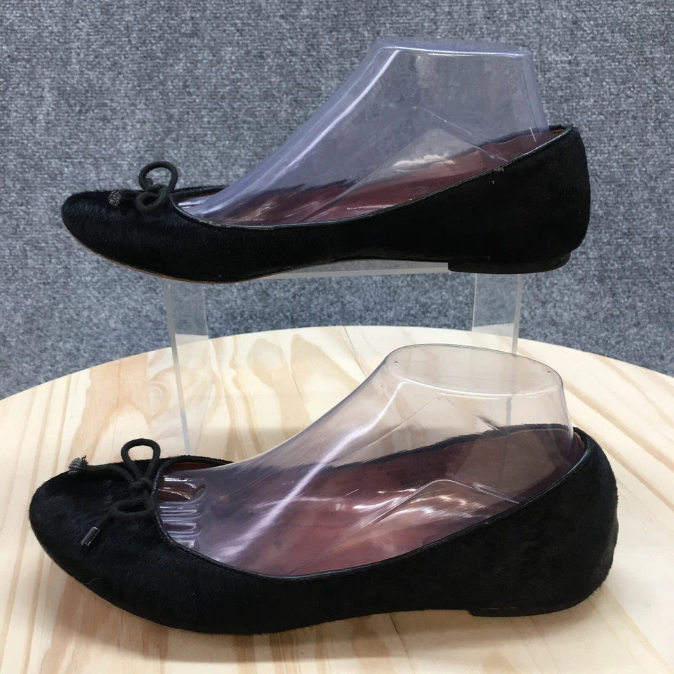 Галогенные туфли женщин 8,5 M бант повседневный комфорт поскользнуться на балетки черный мех - Изображение 3 из 4