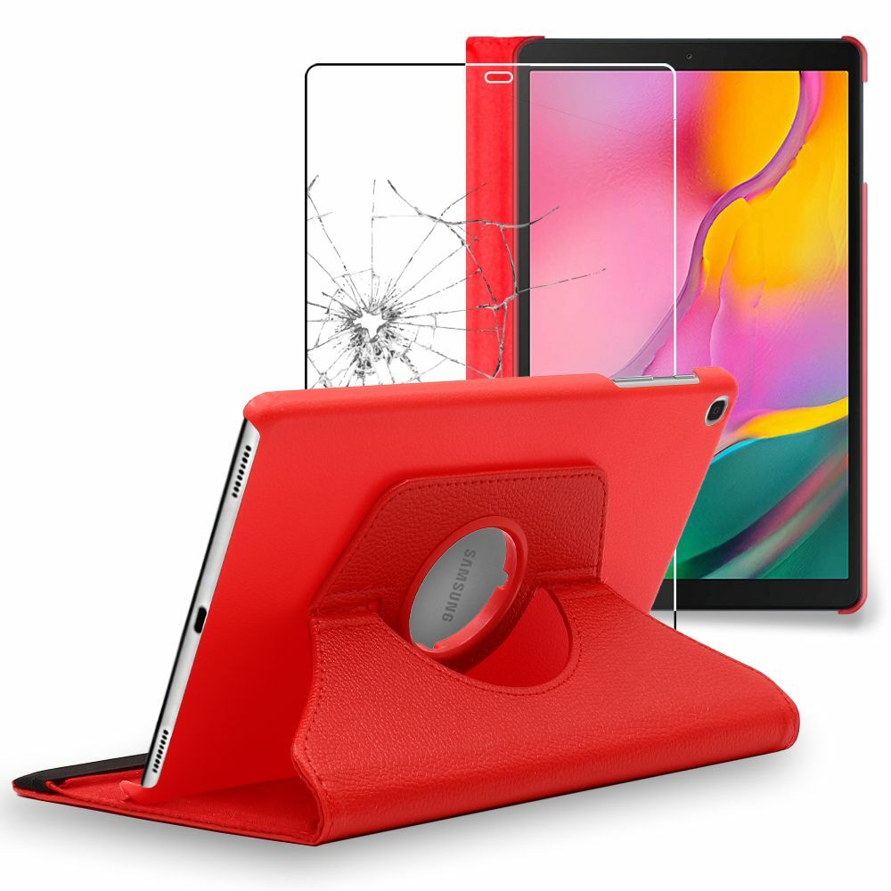 Cover + Vetro Temperato Samsung Galaxy Tab A 10.1 2019 T510 T515 Custodia, Rosso