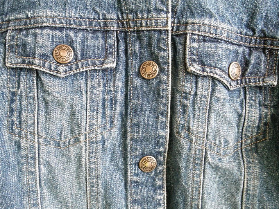 Vaquero Country Western Rodeo Azul Denim Algodón Jean Chaqueta Remache Plateado A Presión 5 Foto 2 de 4