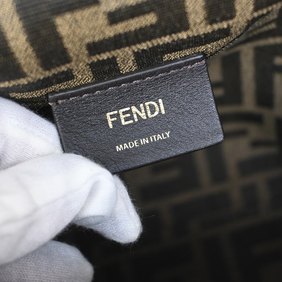 FENDI First Medium 2Way Shoulder Clutch Bag Leather Beige Gold