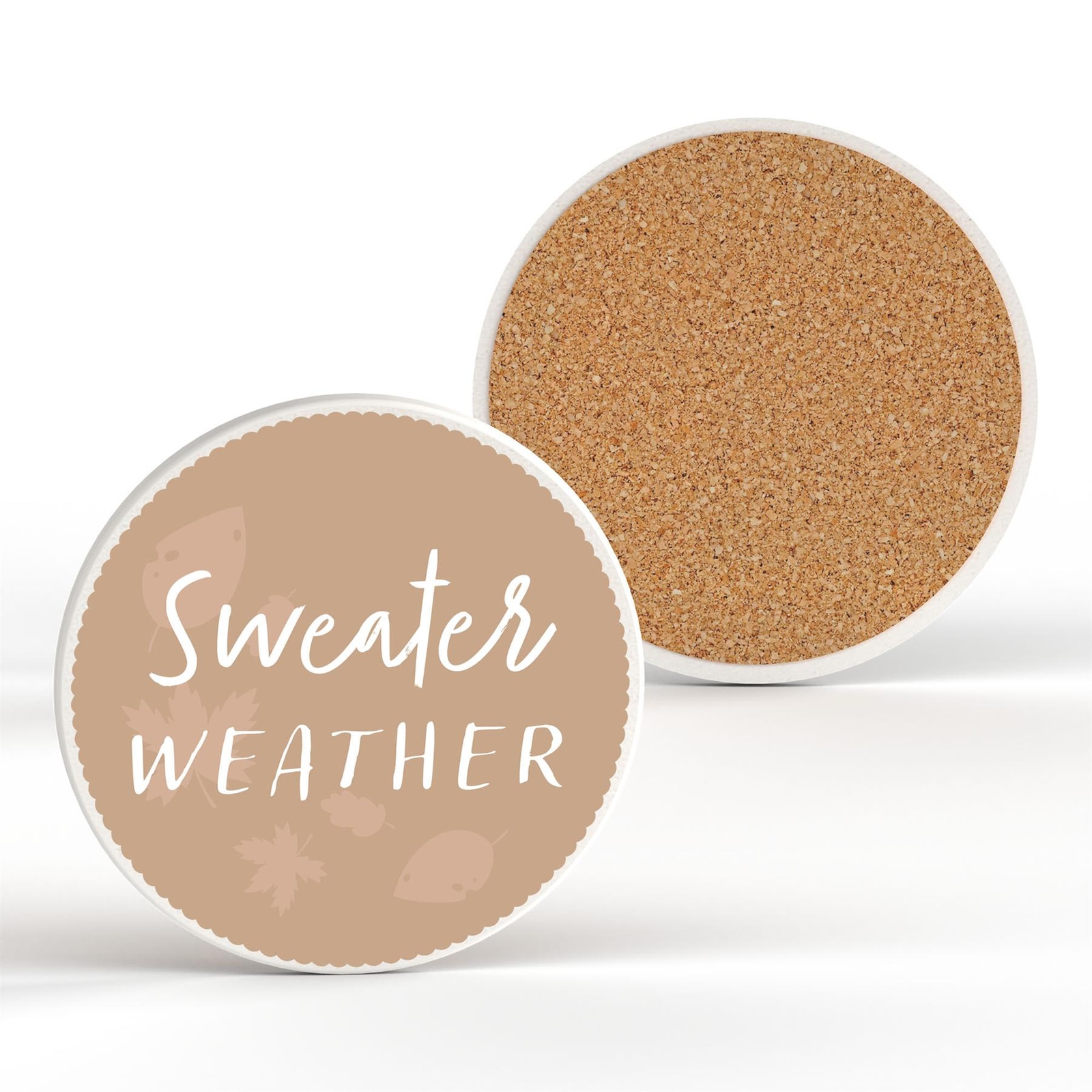 Sweater Weather Autumn Pumpkin Illustrations On Ceramic Round Coaster