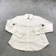 The Shirt by Rochelle Behrens Top Womens Medium Button Up Dress White Top Stretc