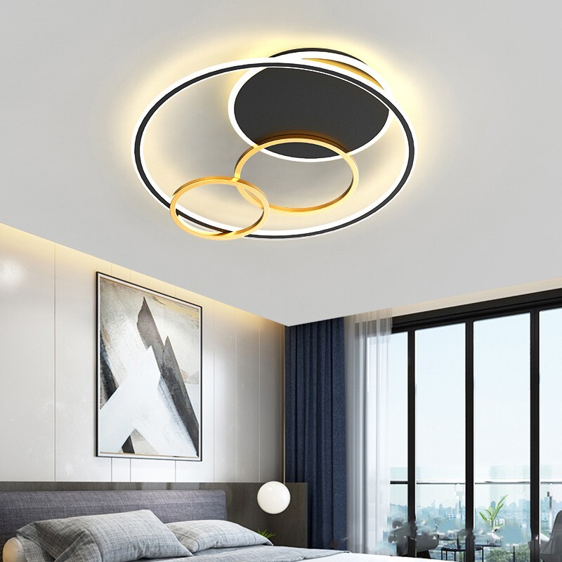 Plafoniera Soffitto LED 55W Quadrata Oro Nero - Luce per la Casa