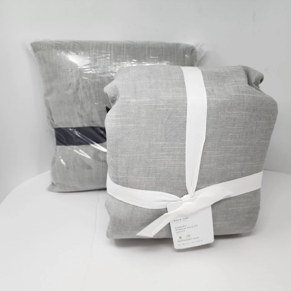 全新 Pottery Barn Pole Top Emery Pinch Pleat 2 窗帘 50"x84" 矿物蓝色 — 第 4/4 张图片