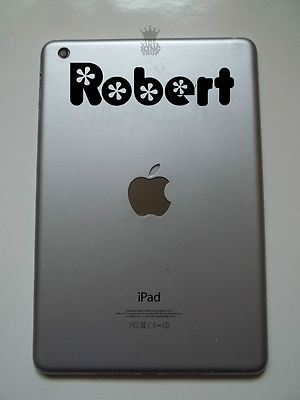 Pegatina Personalizada IPad Mini Pegatina Personalizada Con Nombre Para IPad Mini - Fuente Rizada Vals, De Vinilo, A Prueba De Agua Vinilo Nombre Fuente Rizada