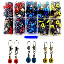 100 pcs Fishing Line Sinker Slider Space Bean Fishing Snap Swivel Clip Connector