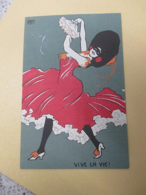 um 1910 - OSC Künstler-AK  :  Dame VIVE LA VIE !  , Erotik - mängelfrei
