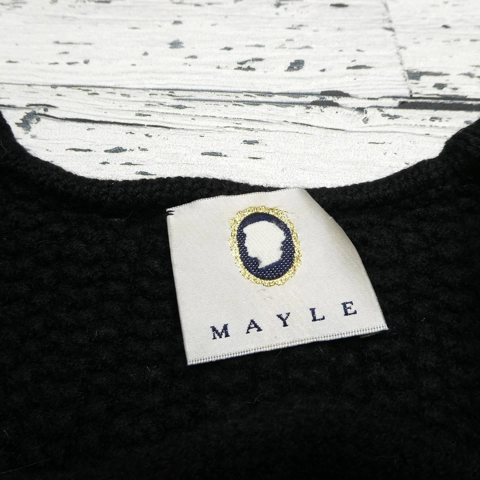 Suéter Mayle Mujer Mediano Negro Texturizado Tejido Botón Cárdigan Chaqueta Único Foto 2 de 4