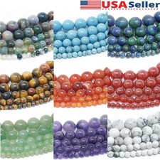 Natural Gemstone Beads Round Loose Wholesale 4mm 6mm 8mm 10mm 12mm 15.5" Strand  