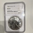 U.S. Mint 1988 American Silver Eagle $1 1 oz .999 Silver NGC MS 69 4966046-028