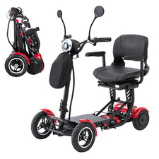 Portable 4-Wheel Electric Folding Mobility Scooter w/3-Speed  Rearview Mirror