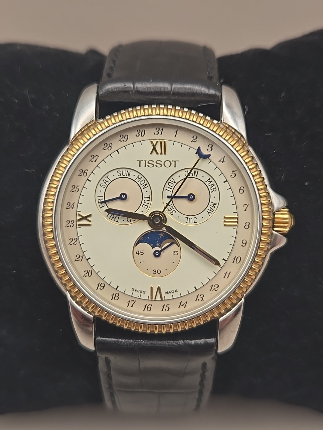 Triple Date Mens Phase Tissot C285/385C Moon Watch Quartz Swiss 35mm Casablanca - vintagewatches.pk