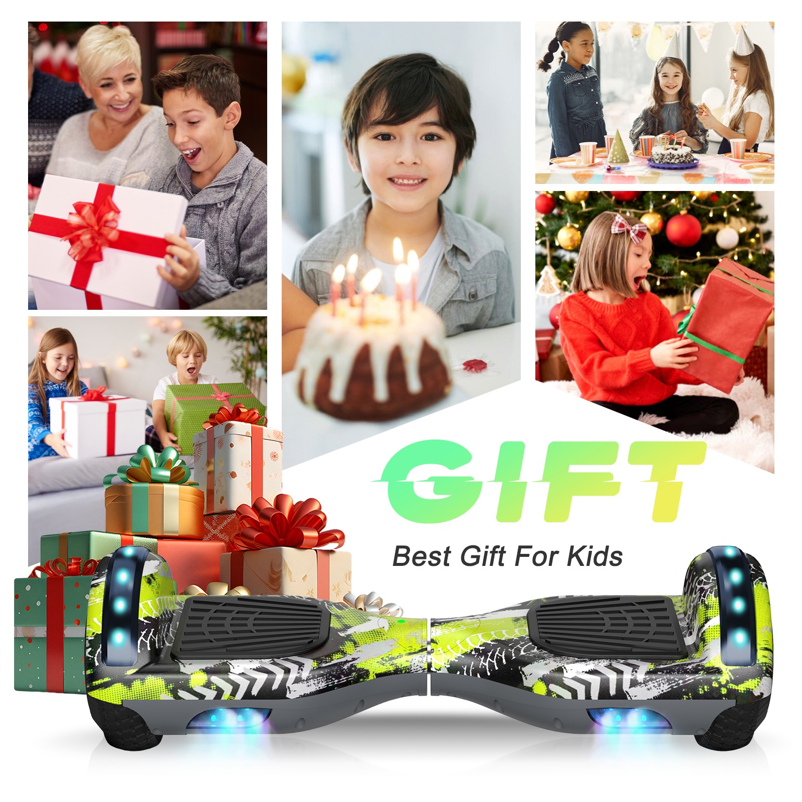 Hoverboard LED Electric Self-Balancing 360&deg; Bluetooth E-Scooter for Kids Adults