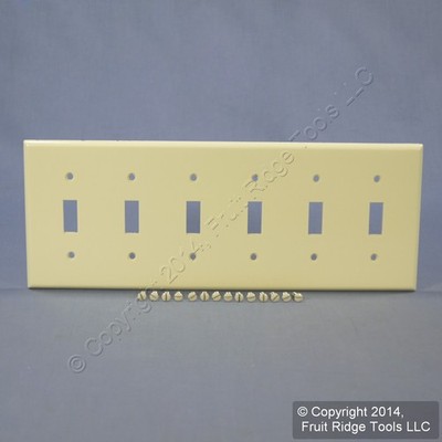 Leviton Almond 6-Gang Toggle Light Switch Cover Wall Plate Switchplate 82036