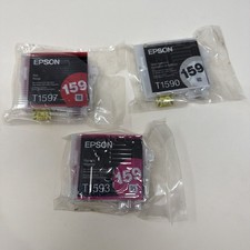 Lot Of 3 Genuine Epson 159 T1591 Photo Black, Red, Magenta Ink Cartridges