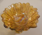 Vintage Indiana Glass Co Iridescent Amber Carnival Glass Sunflower Bowl 7"
