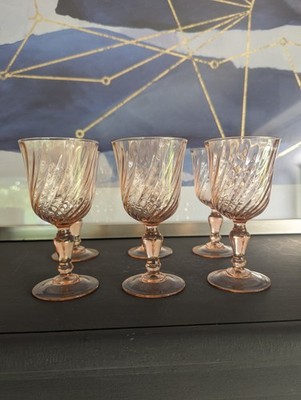 Arcoroc Luminarc France Rosaline Pink Swirl Stemmed Wine Glasses Oz Set Of 6