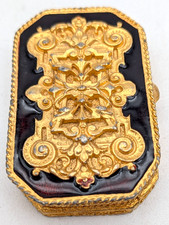 Vintage Este Lauder Gold Tone Red Enamel Regency Solid Perfume Case Youth Dew