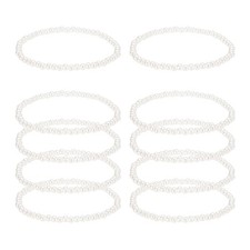 10 Pcs White Pearl Bracelets for Women, 4mm Pearl Stretch Bracelet, Beige