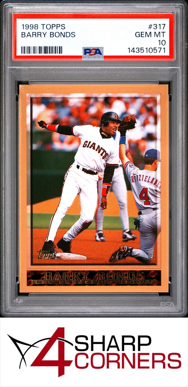 1998 TOPPS #317 BARRY BONDS GIANTS PSA 10