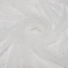 15ft Pearl Tulle Fabric, 180x60inch Pearl Table Runner for Sewing, Beige
