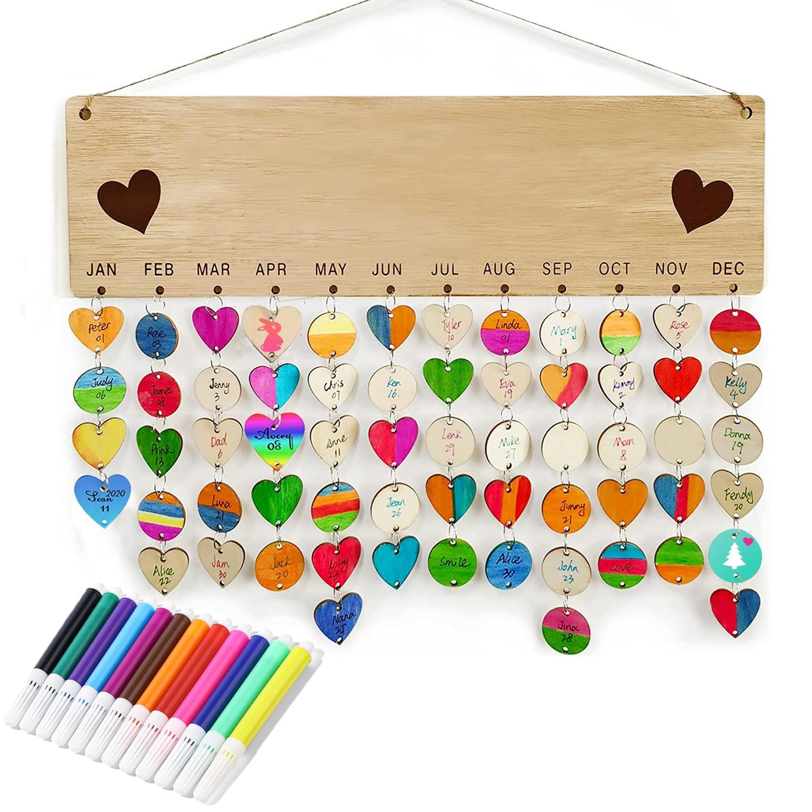 Calendario in legno, promemoria, calendario perpetuo, calendario fai da (O0d)