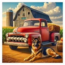 Fall Truck Diamond Painting Kit for Adults, 5D Dog Diamond Art Beginners - DI...
