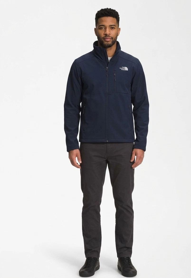 The North Face Men's Navy Soft Shell Full Zip Jacket Windproof Outdoor Coat