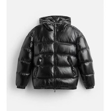 Men s Puffer Jacket Hooded Winter Coat Warm Quilted Zip-Up Streetwear