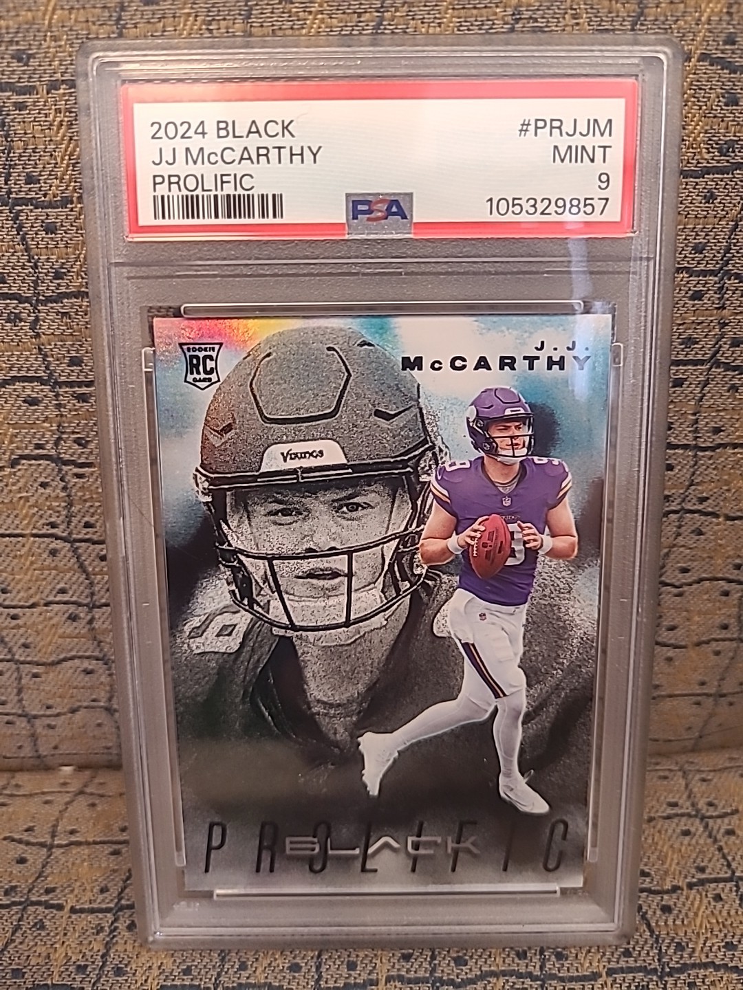 2024 Panini Black PROLIFIC J.J. McCarthy PSA 9 RC SSP CASE HIT Vikings POP 2