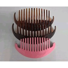 2 Large 6 3/4" Vintage Goody Faux Tortoise Shell Plastic Hair Combs 1 Pink