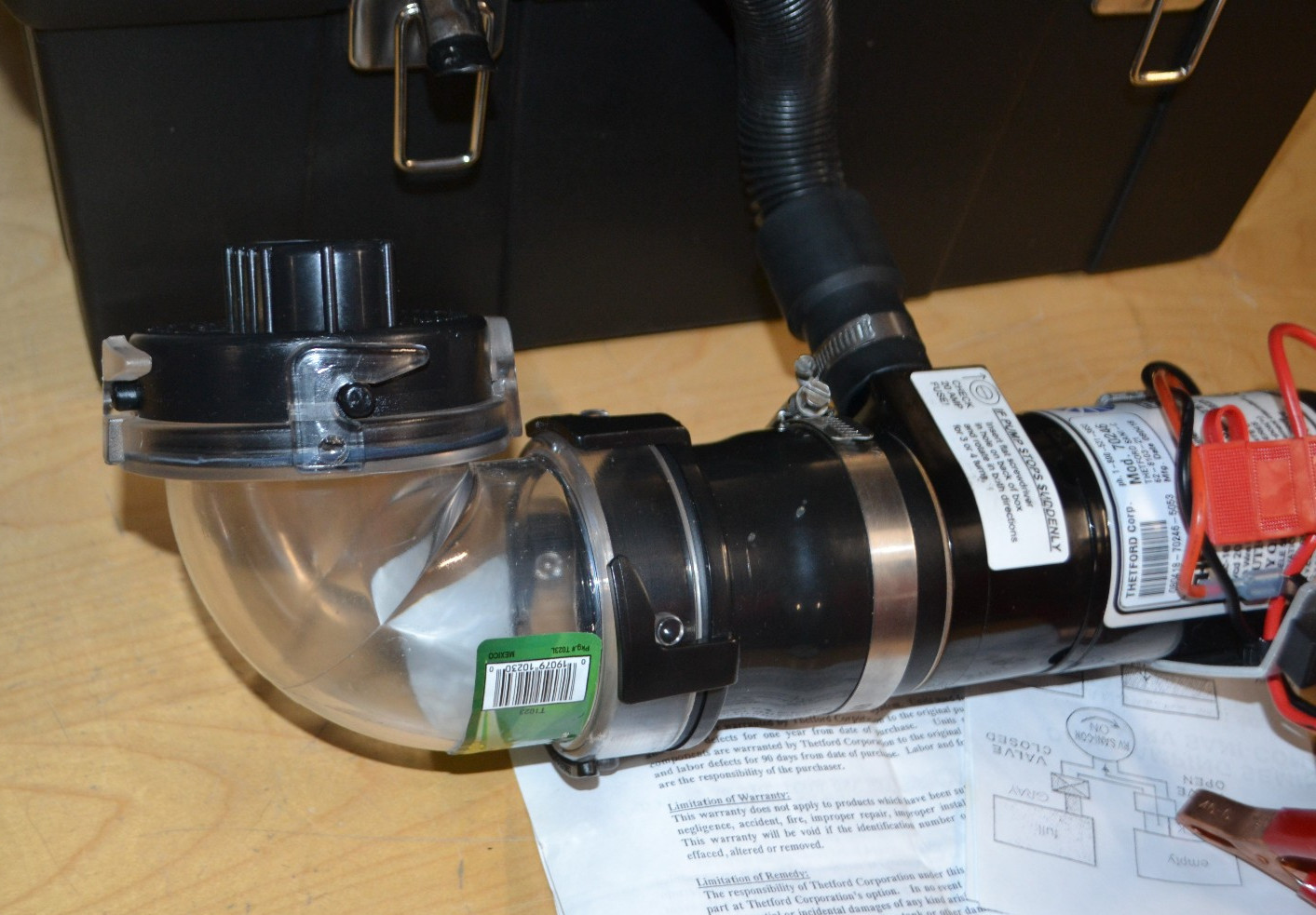 Thetford ~ 70246 Portable RV Sani-Con Tank Buddy 12v Pump System 21’ Retractable