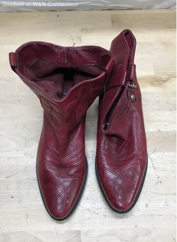 Franco Sarto Waco Red Leather Western Ankle Boots Booties - Picture 2 of 7