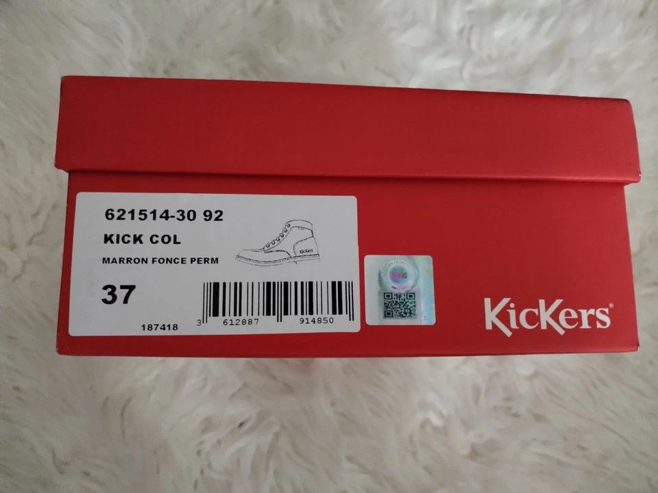 KICKERS  Bottines Boots Croûte de Cuir Marron foncé T 37 TBE - Photo 4/4