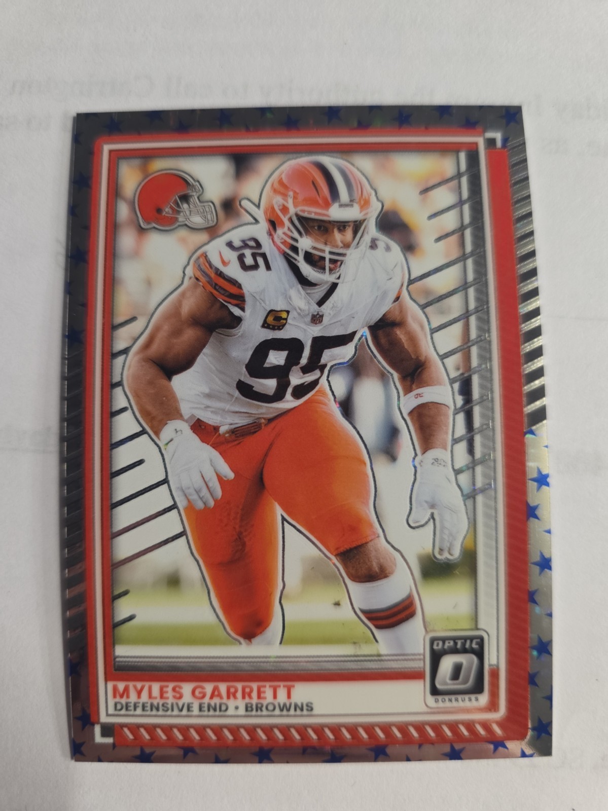 2025 Panini Donruss Optic - Myles Garrett #158 Blue Stars Prizm