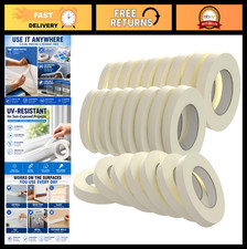 1" Masking Tape Bulk - 24 Rolls, 1320 Yards - Beige/White for Painting, Crafting