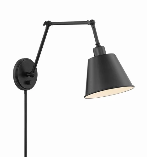 Crystorama Mitchell Matte Black Swing Arm Wall Lamp - Picture 2 of 7
