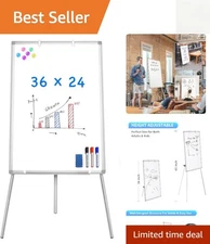 Portable Magnetic Whiteboard Easel 36x24 with Adjustable Tripod & Accessories