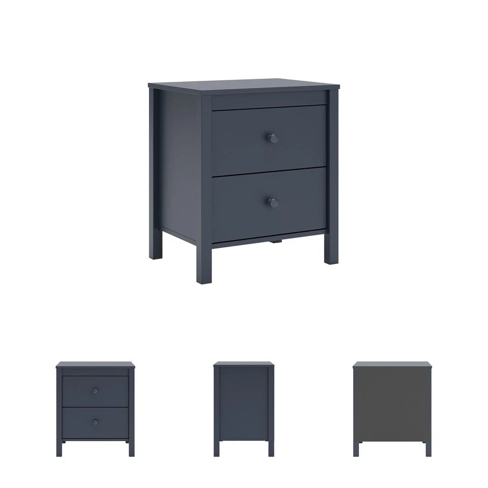 Mesita de noche retro Simmenfort 2 cajones, azul Foto 2 de 4