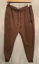 Abercrombie  Fitch Brown Fleece Jogger M Sweatpants Embroidered Cursive Logo