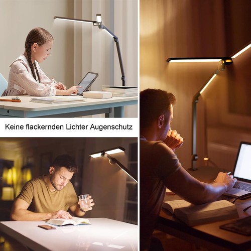 Doppelkopf LED Schreibtischlampe Dimmbar Klemmbar 1500 Lumen Büro Tischlampe 24W - Bild 7 von 13