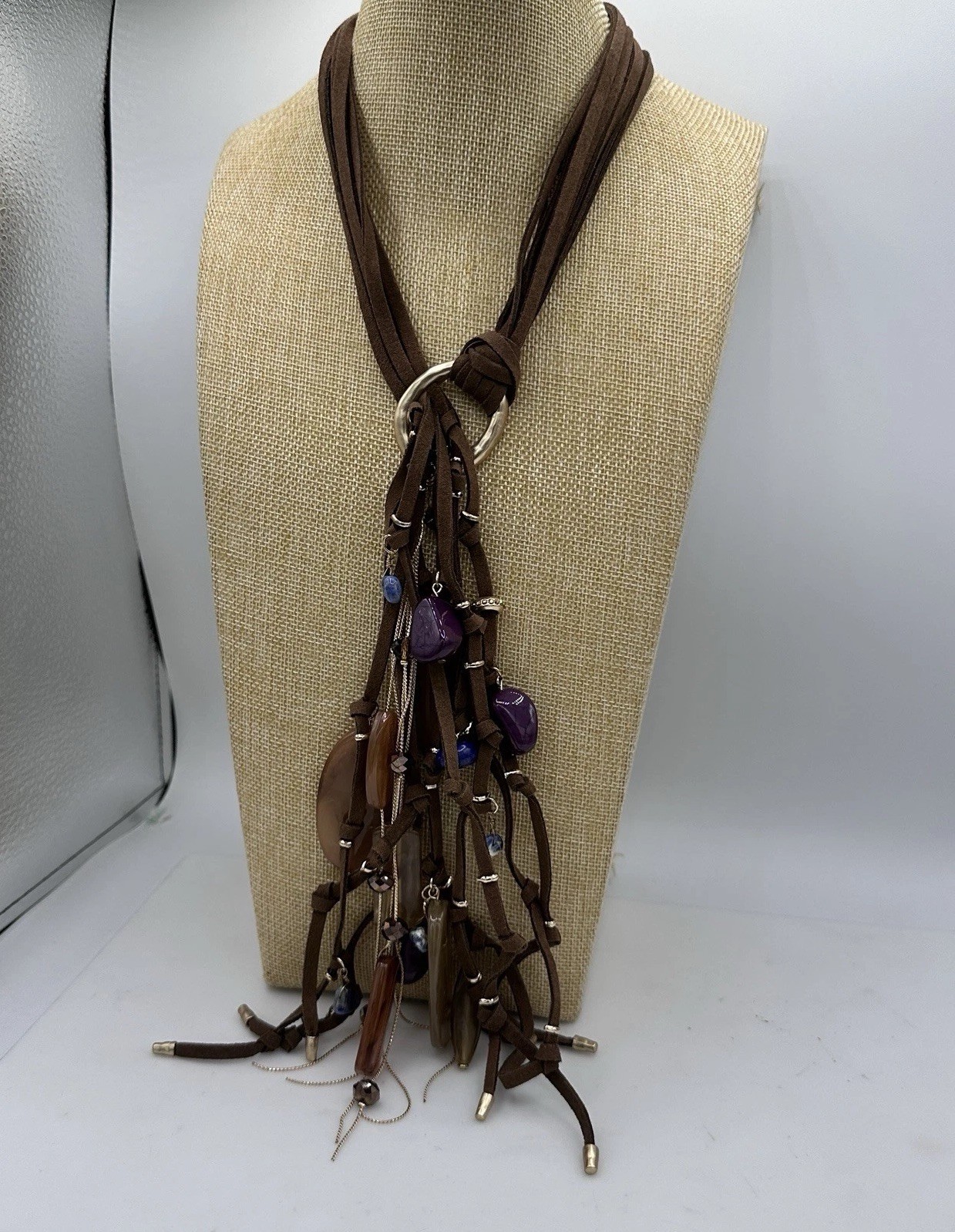 CHICO'S Western Statement Suede Lariat Tassel Nec… - image 1